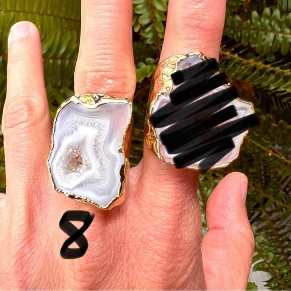 Gold Geode Quartz Crystal Ring - Picture 5 of 5